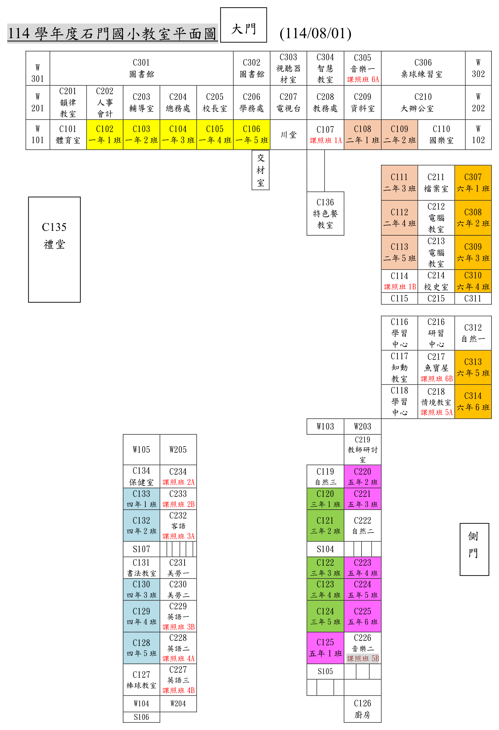石門國小 114 學年度教室平面圖